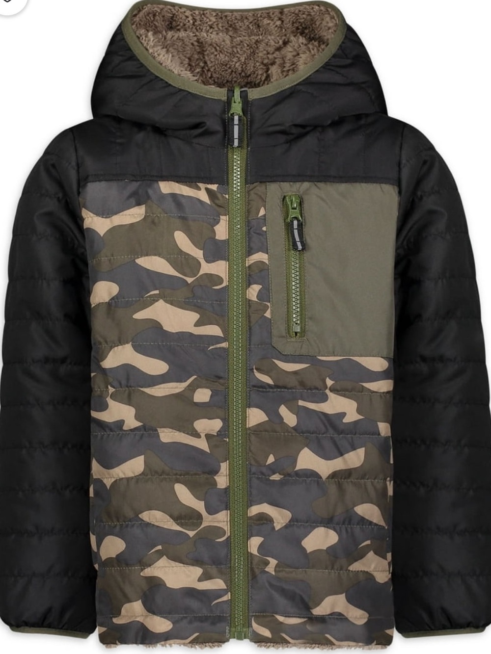 London Fog boys' reversible camo puffer jacket Sz L(14-16)